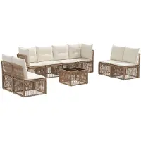 vidaXL Gartensofa-set 9 pcs Beige Poly-Rattan