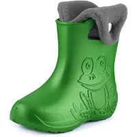 Ladeheid Eva Kinder Jungen Mädchen Gummistiefel Regenschuhe gefüttert LA-CA-04 (Smaragdgrün/Grau, 28/29 EU)