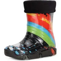 Ladeheid Kinder Mädchen Jungen Gummistiefel Gefüttert Swk2020 (Schwarz Muster-34, 31/32)