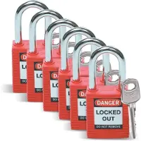 Brady Sicherheitsschloss mit Stahlbügel, Rot, 38mm Bügelhöhe, 6,5mm Bügeldurchmesser (Keyed Differ