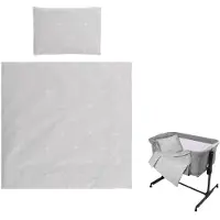 Lorelli Babybettwäsche-Set Eva 5-tlg Decke 75 x 75 cm, Kissen 29 x 42 cm, Bezüge hellgrau