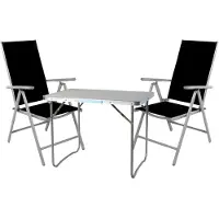 Mojawo 3-teiliges Campingmöbel Set Aluminium Textilen schwarz