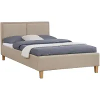 CARO-Möbel Polsterbett ANAIS Bettgestell Einzelbett 120x200 cm Designbett inklusive Lattenrost, Stoffbezug in beige