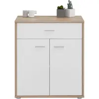 CARO-Möbel Kommode Sideboard Schrank TOMMY in Sonoma Eiche / weiß, Anrichte mit 1 Schublade und 2 Türen