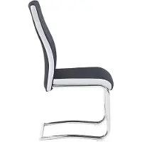 CARO-Möbel 4er Set Esszimmerstuhl ALBA Küchenstuhl Schwingstuhl, Stoffbezug in schwarz und weiß, Metallgestell in Chrom