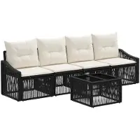 vidaXL Gartensofa-set 5 stk. Schwarz Poly-Rattan