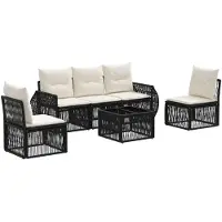 vidaXL Gartensofa-set 6 pcs Schwarz und Cremeweiß Poly-Rattan