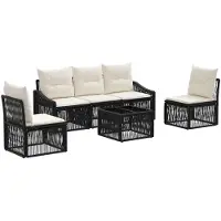 vidaXL Gartensofa-set 6 pcs Schwarz Poly-Rattan