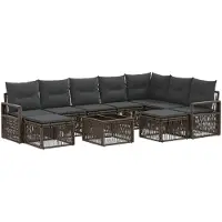 vidaXL Gartensofa-set 10 Stk. Grau Poly-Rattan