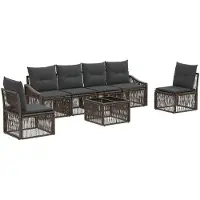 vidaXL Gartensofa-set 7 pcs Grau Poly-Rattan