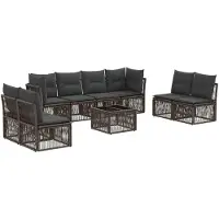 vidaXL Gartensofa-set 9 pcs Grau Poly-Rattan