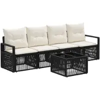 vidaXL Gartensofa-set 5 pcs Schwarz Poly-Rattan