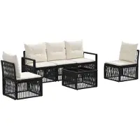 vidaXL Gartensofa-set 6 pcs Schwarz Poly-Rattan