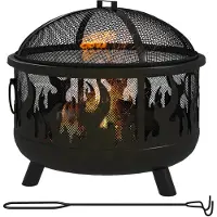 Outsunny FEUERSCHALE, Metall, Schwarz