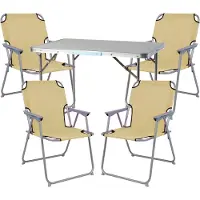 Mojawo 5-teiliges Campingmöbel Set Alu L70xB50xH59cm beige