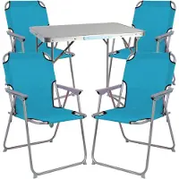 Mojawo 5-teiliges Campingmöbel Set Alu L70xB50xH59cm petrol