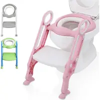LifeGoods Toilettensitzverkleinerer - Mit Treppe - Töpfchen Kleinkind - 2 bis 7 Jahre - Rosa/Weiß