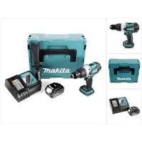 Makita DDF 458 RT1J 18V Akku Bohrschrauber 91 Nm im Makpac mit 1x BL 1850 B 5,0 Ah Akku und DC18RC Ladegerät