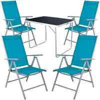 Mojawo 5-tlg Camping Set Gartenmöbel Campingtisch + 4 Campingstuhl Klappstuhl