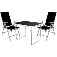 Mojawo 3-tlg Camping Set Gartenmöbel Campingtisch + 2 Campingstuhl Klappstuhl