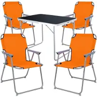 Mojawo 5-tlg Camping Set Gartenmöbel Campingtisch + 4 Campingstuhl Klappstuhl