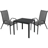 Mojawo Gartengarnitur Sitzgarnitur 3-teilig 80x80cm Non-Wood Anthrazit