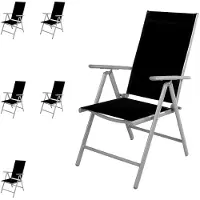 Mojawo 6 Stück Garten Klappstuhl Aluminium - Textilen Silbergrau/Schwarz