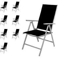 Mojawo 8 Stück Garten Klappstuhl Aluminium - Textilen Silbergrau/Schwarz