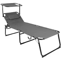 Mojawo XXL Aluminium verstellbare Gartenliege mit Dach L200xB70cm
