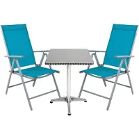 Mojawo Bistrogarnitur 3-teilig Aluminium - Textilen Silber / Patrol