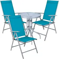 Mojawo Bistro Sitzgarnitur Bistrogarnitur 4-teilig Silbergrau / Petrol
