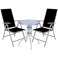 Mojawo Bistro Sitzgarnitur Bistrogarnitur 3-teilig Silbergrau / Schwarz