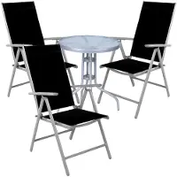 Mojawo Bistro Sitzgarnitur Bistrogarnitur 4-teilig Silbergrau / Schwarz