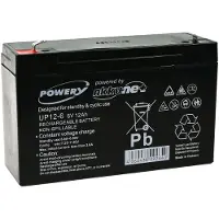 Powery Blei-Gel Akku 6V 12Ah ersetzt Panasonic LC-R0612P