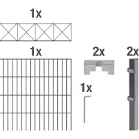Alberts Doppelstabmattenzaun Nexus, Höhe 120 cm, Länge 2 m, 2 m Matte, anthrazit, zum Einbetonieren