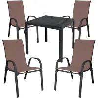 Mojawo Gartengarnitur Sitzgarnitur 5-teilig L90xB90xH74cm Non-Wood Anthrazit