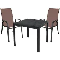 Mojawo Gartengarnitur Sitzgarnitur 3-tlg. 90x90cm Nonwood Anthrazit / Schwarz