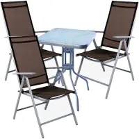 Mojawo Bistro Sitzgarnitur Bistrogarnitur 4-teilig Silbergrau/Schokobraun