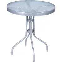 Mojawo Gartentisch Bistrotisch Rund Ø 60 H70cm Glas/Metall Silber Balkontisch