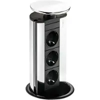 NABER Evoline Port 1, Versenkbares Steckdosenelement, mit Schukosteckdose, Deckel silberfarbig 8031130