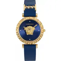 Versace VEDV01019 Palazzo Empire Greca Diamond blau gold Leder Damen Uhr NEU
