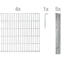Alberts Doppelstabmattenzaun 6-5-6, Matten 2,50 m, Höhe 83 cm, Länge 10 m, feuerverzinkt, Zaun als Komplettset, Pfosten mit Abdeckleiste 60x40 mm