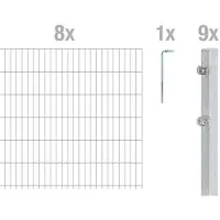 Alberts Doppelstabmattenzaun 6-5-6, Matten 2,50 m, Höhe 83 cm, Länge 20 m, feuerverzinkt, Zaun als Komplettset, Pfosten mit Klemmlasche 60x40 mm