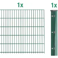 Alberts Doppelstabmatten-Anbauset 8-6-8, Matten 2,50 m, Höhe 63 cm, Länge 2,5 m, grün, Anbauset mit Zaunpfosten inkl. Abdeckleiste 60x40 mm