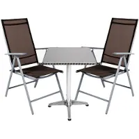 Mojawo Bistrogarnitur 3-teilig Aluminium - Textilen / Schokobraun