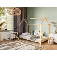 KIDS Collection Hausbett Kinderbett 90x200 cm Bett mit Lattenrost Bed Kinder Jugendbett Einzelbett Spielbett Hausbett Himmel | natur Kiefer Holz massiv Junge Mädchen 200x90 cm