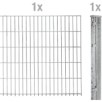 Alberts Doppelstabmatten-Anbauset 8-6-8, Matten 2,50 m, Höhe 83 cm, Länge 2,5 m, feuerverzinkt, Anbauset mit Zaunpfosten inkl. Abdeckleiste 60x40 mm