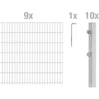 Alberts Doppelstabmattenzaun 6-5-6, Matten 2,50 m, Höhe 1,83 m, Länge 22,5 m, feuerverzinkt, Zaun als Komplettset, Pfosten mit Klemmlasche 60x40 mm