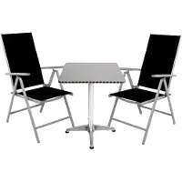 Mojawo Bistrogarnitur 3-teilig Aluminium - Textilen Silber / Schwarz