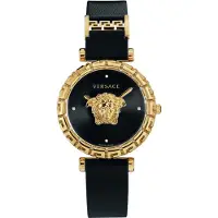 Versace VEDV00919 Palazzo Empire Greca Diamond schwarz gold Leder Damen Uhr NEU